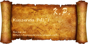 Kuszenda Pál névjegykártya
